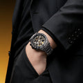 BONEST GATTI BG9014 Silver Vein watch worn with black suit