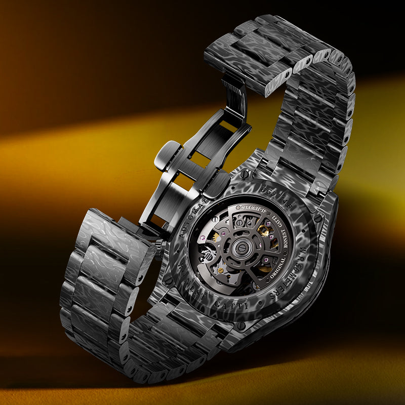 BONEST GATTI BG9014 carbon fiber bracelet clasp and exhibition case back