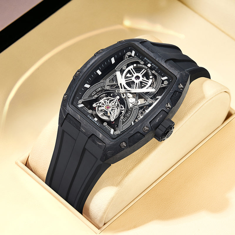 BG9006 Carbon Fiber Tonneau Automatic Tourbillon Watch