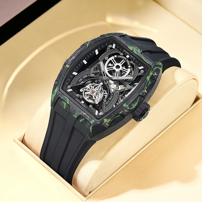 BG9006 Carbon Fiber Tonneau Automatic Tourbillon Watch