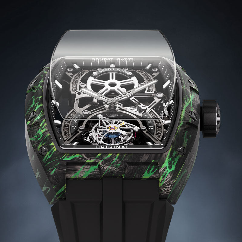 BG9006 Carbon Fiber Tonneau Automatic Tourbillon Watch