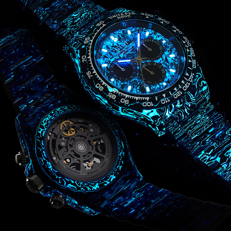 BG9012 Fully Luminous Carbon Fiber Automatic Mechanical Watch