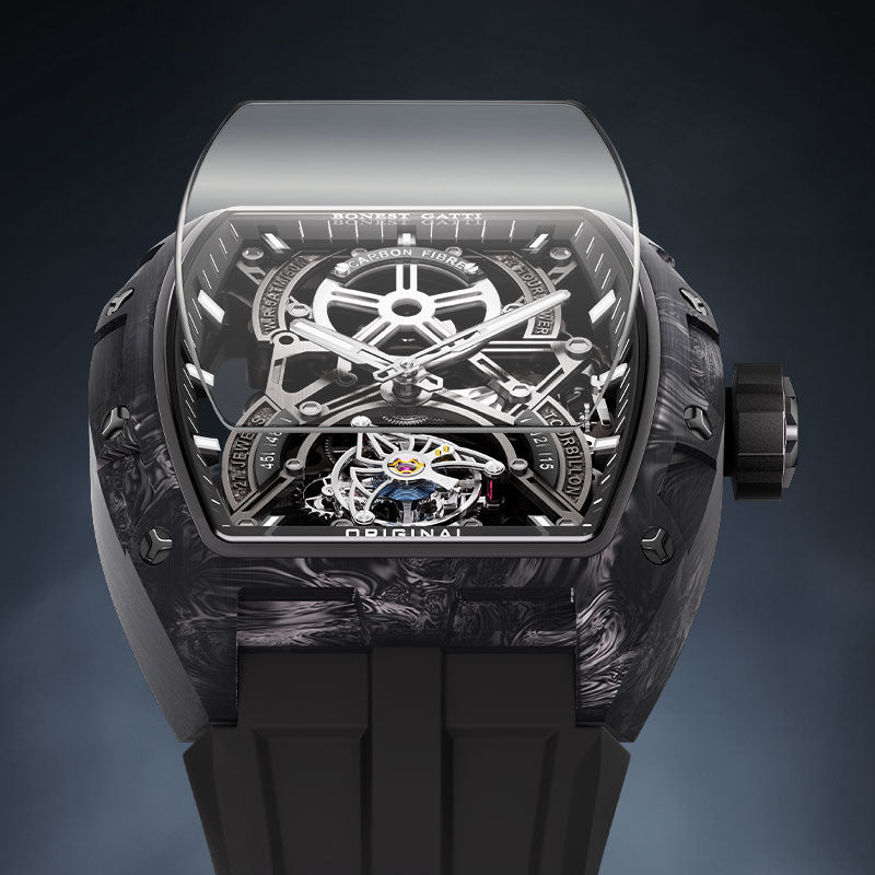 BG9006 Carbon Fiber Tonneau Automatic Tourbillon Watch