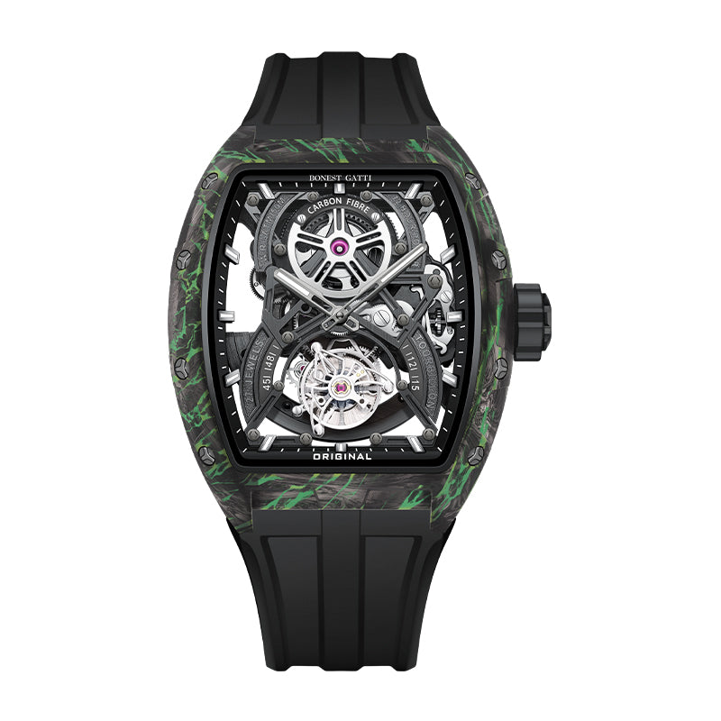 BG9006 Carbon Fiber Tonneau Automatic Tourbillon Watch