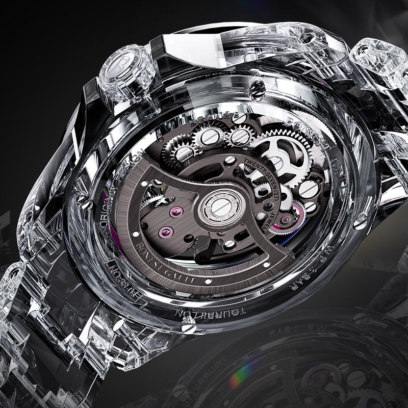 BG7002 Rainbow Bezel Skeleton Tourbillon Automatic Watch
