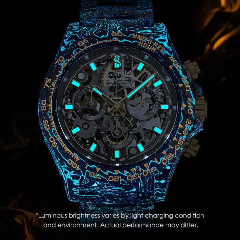 BONEST GATTI BG9014 luminous hands and hour markers at night