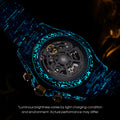 BONEST GATTI BG9014 exhibition case back and automatic movement at night