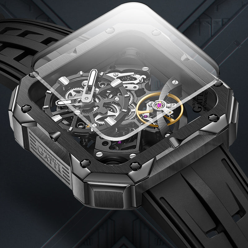 BG4001 Square Skeleton Automatic Watch