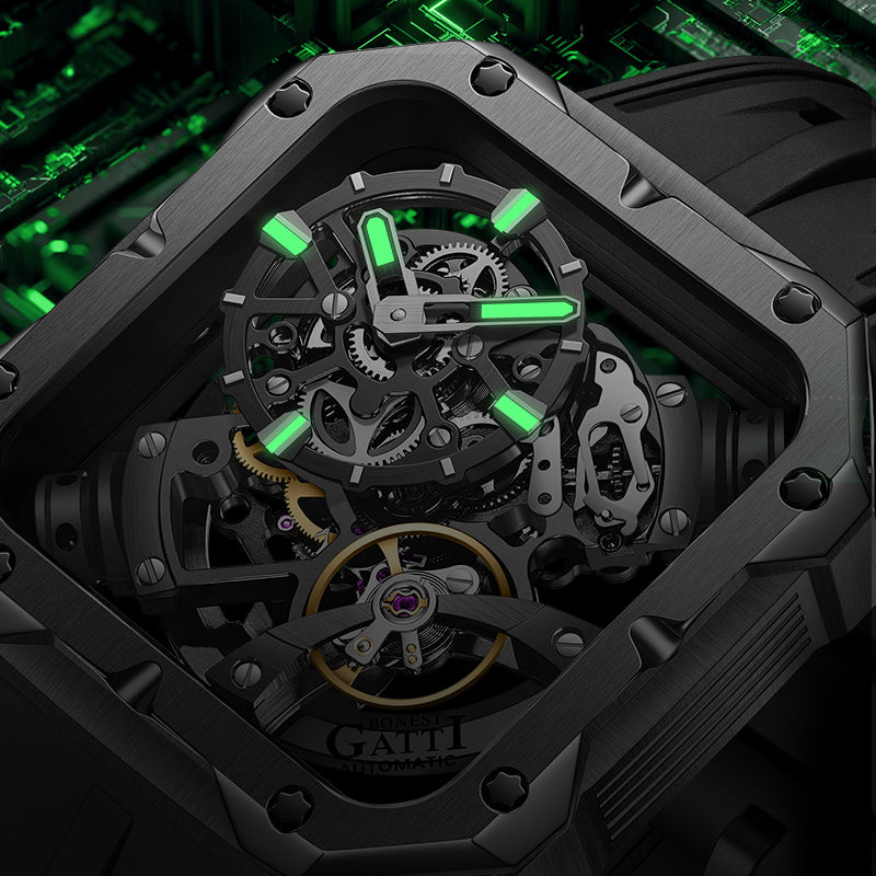 BG4001 Square Skeleton Automatic Watch
