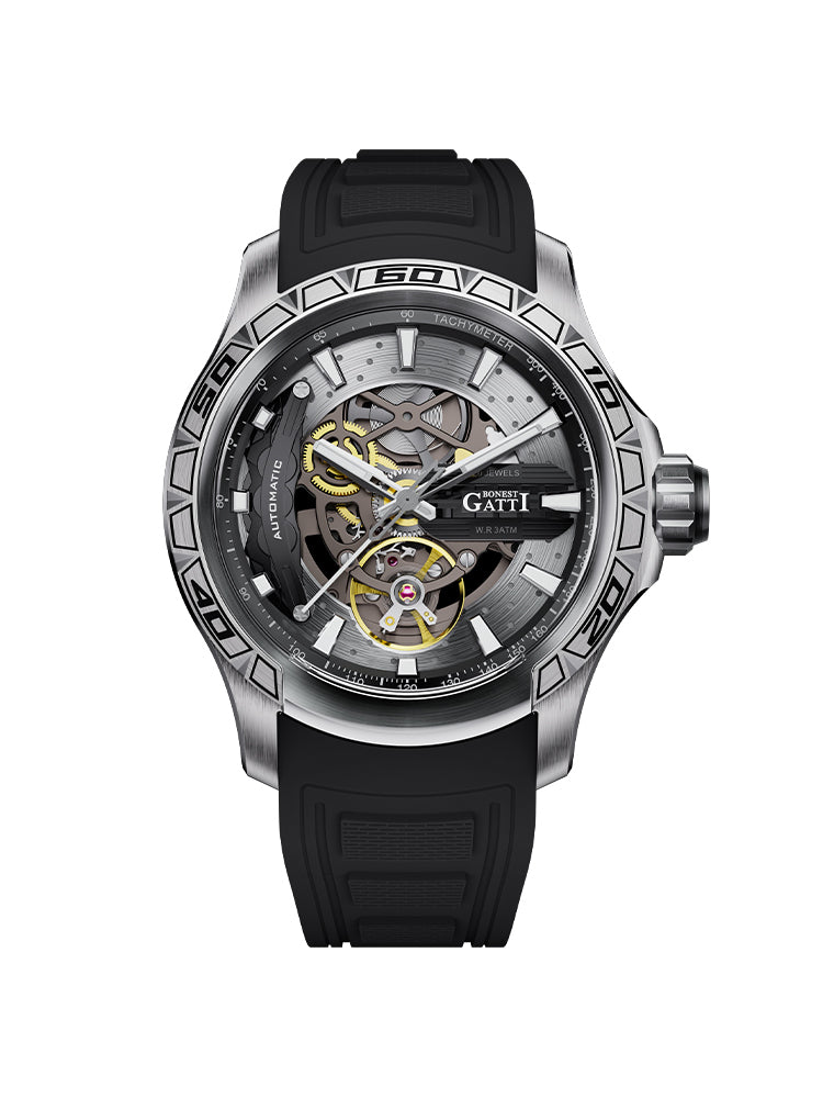 BG4005 Round skeleton mechanical watch