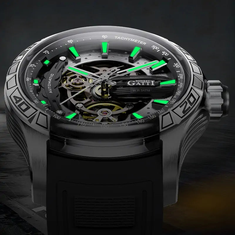 BG4005 Round Skeleton Automatic Watch