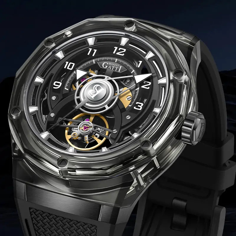 BG5806 Crystal Case Skeleton Automatic Watch