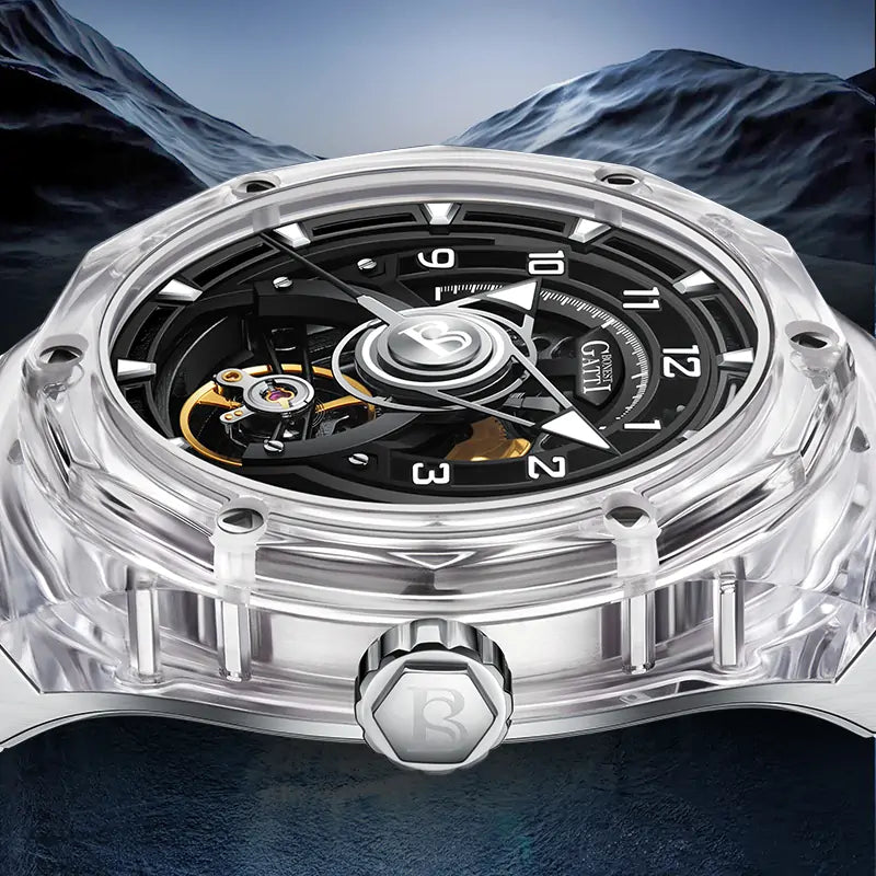 BG5806 Crystal Case Skeleton Automatic Watch