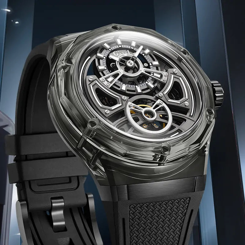 BG5807 K9 Crystal Skeleton Automatic Watch