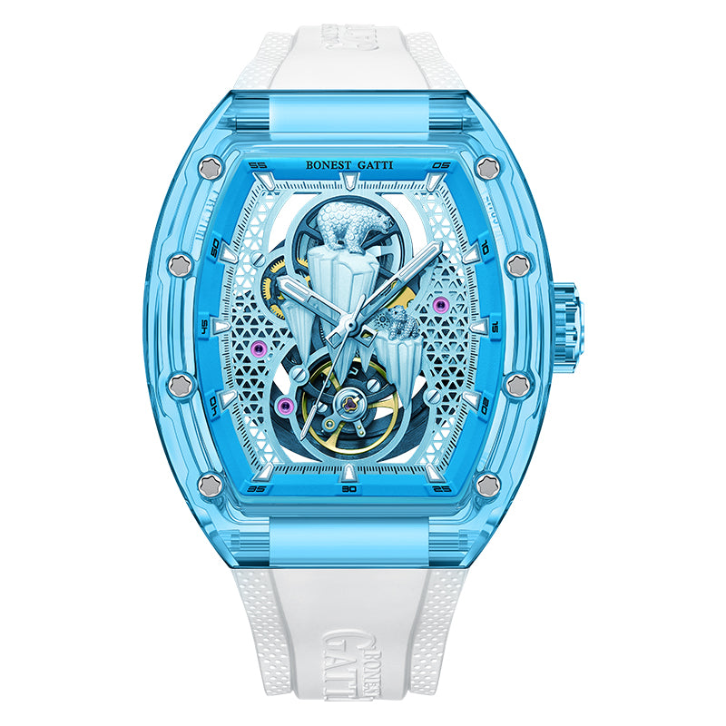 BG6002 3D Polar Bear Crystal Skeleton Watch