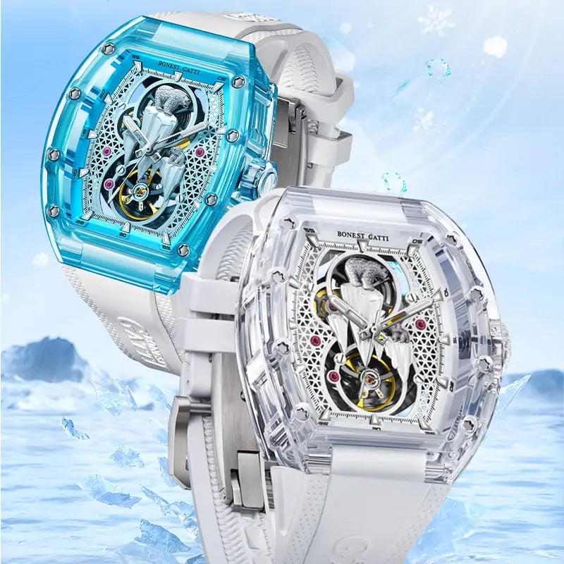 BG6002 3D Polar Bear Crystal Skeleton Watch