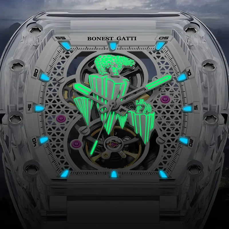 BG6002 3D Polar Bear Crystal Skeleton Watch