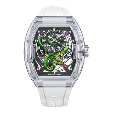 BG6004 3D Snake K9 Crystal Skeleton Watch
