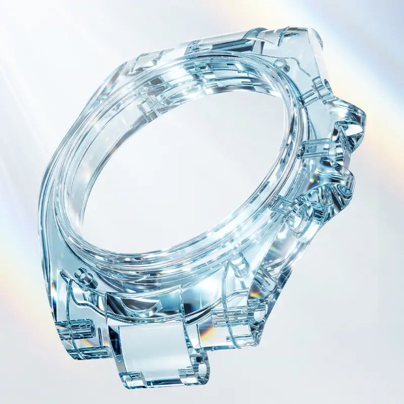 BG6009 Transparent Crystal Rainbow Bezel Skeleton Chronograph
