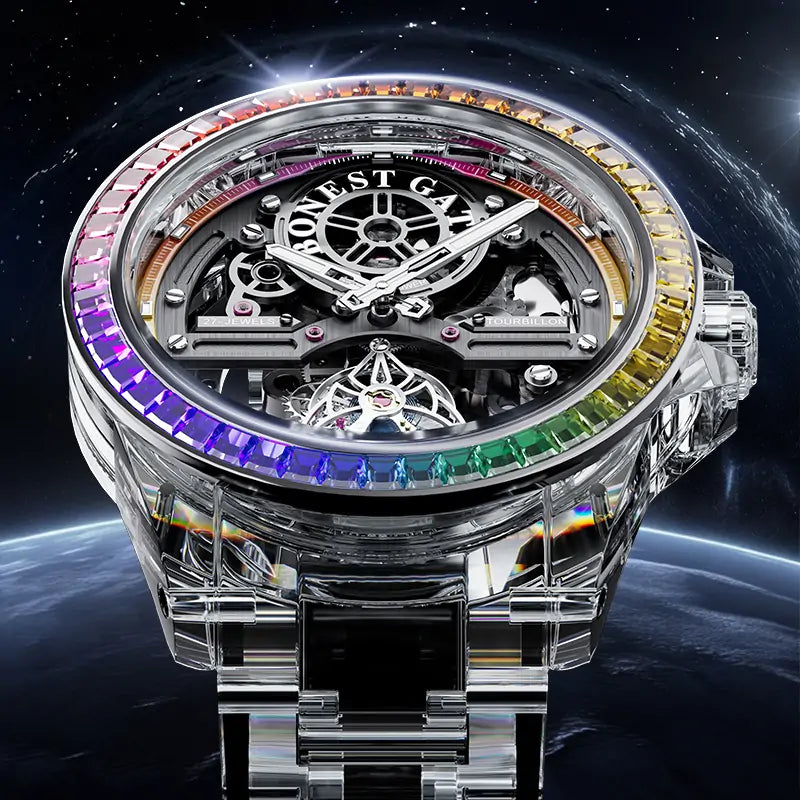 BG7007 K9 Crystal Case Tourbillon Watch
