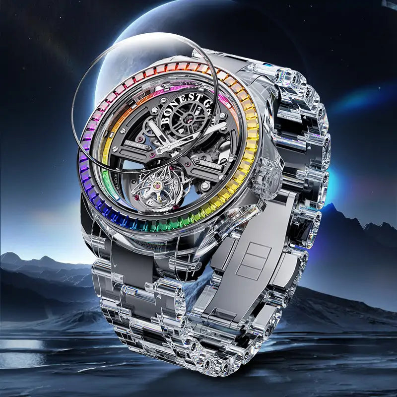 BG7007 Crystal Case Tourbillon Automatic Watch