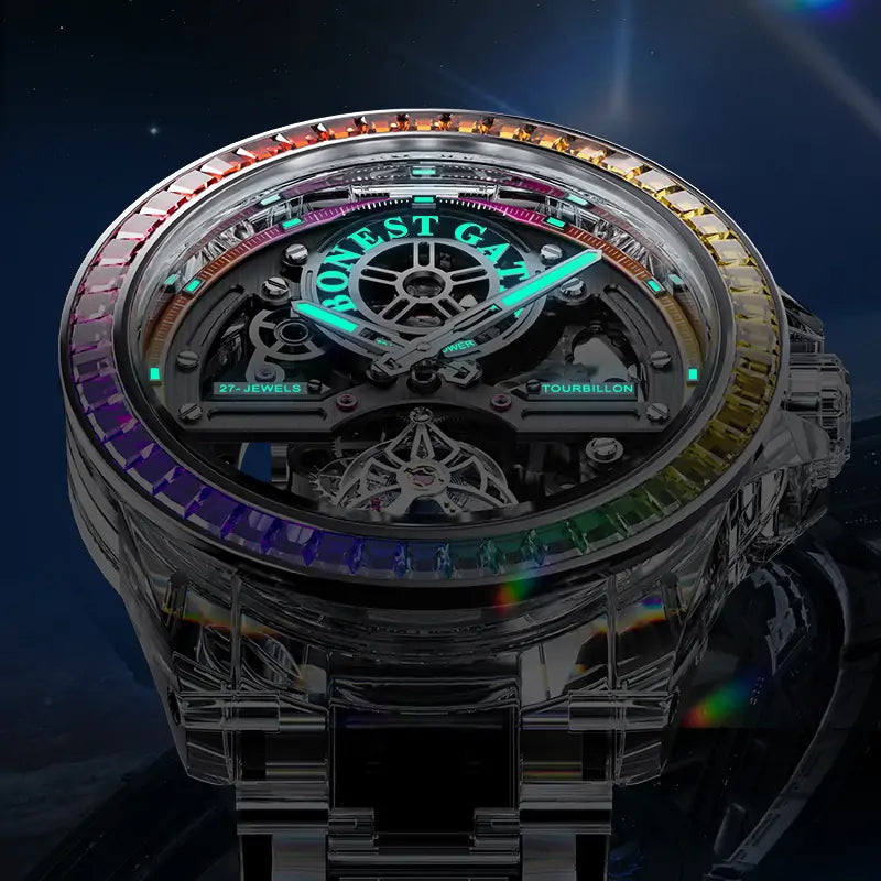 BG7007 Crystal Case Tourbillon Automatic Watch
