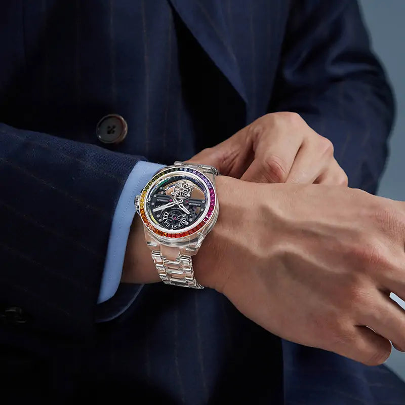 BG7007 Crystal Case Tourbillon Automatic Watch