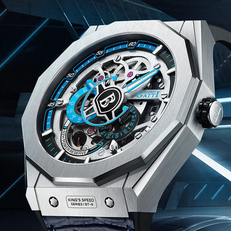 BG7601 Geometric Skeleton Automatic Watch
