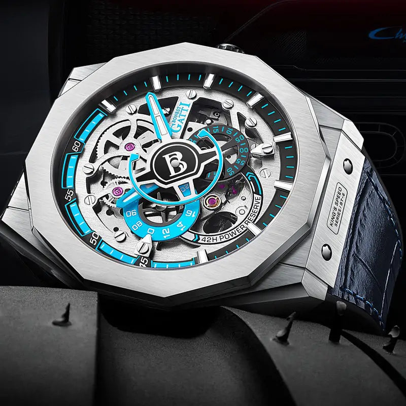 BG7601 Geometric Skeleton Automatic Watch