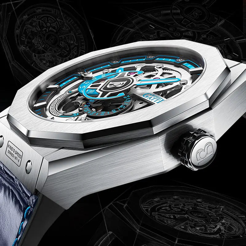BG7601 Geometric Skeleton Automatic Watch