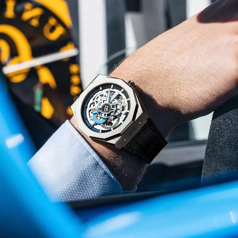 BG7601 Geometric Skeleton Automatic Watch