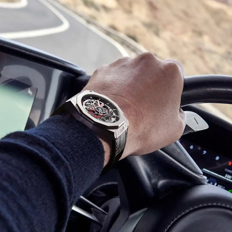 BG7601 Geometric Skeleton Automatic Watch