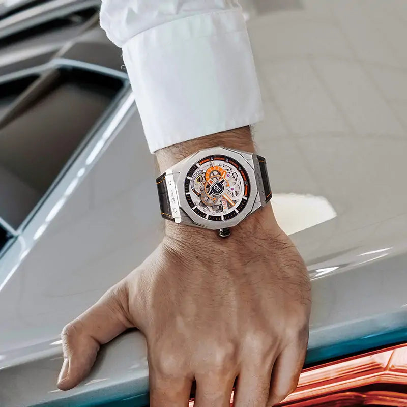 BG7601 Geometric Skeleton Automatic Watch