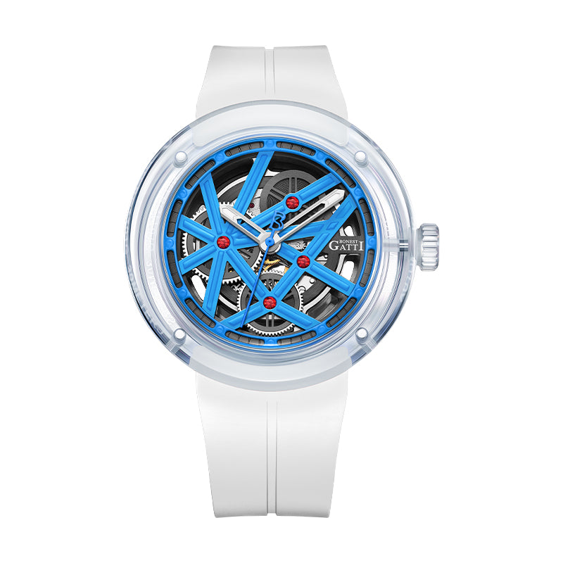 BG7702 Transparent Optical Glass Skeleton Watch