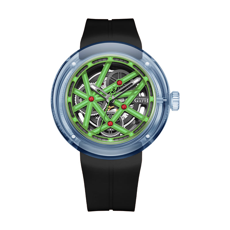 BG7702 Transparent Optical Glass Skeleton Watch