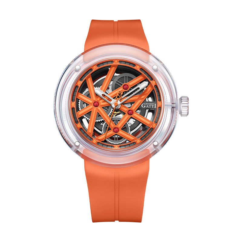 BG7702 Transparent Optical Glass Skeleton Watch