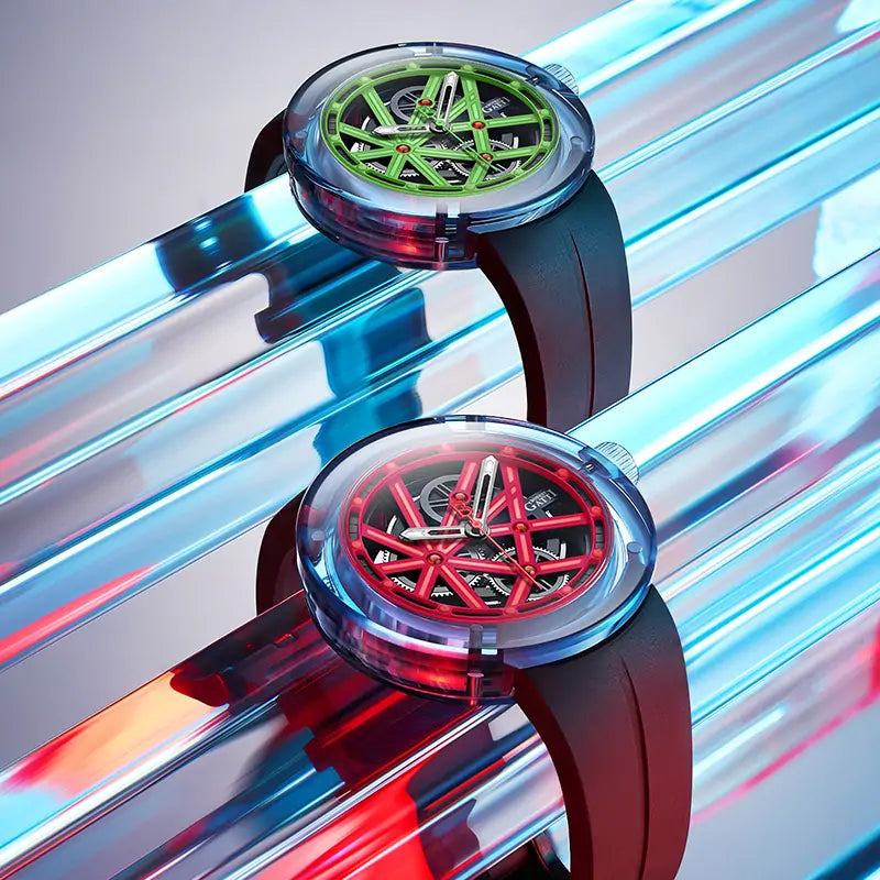 BG7702 Transparent Optical Glass Skeleton Watch
