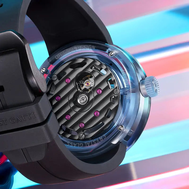 BG7702 Transparent Optical Glass Skeleton Watch