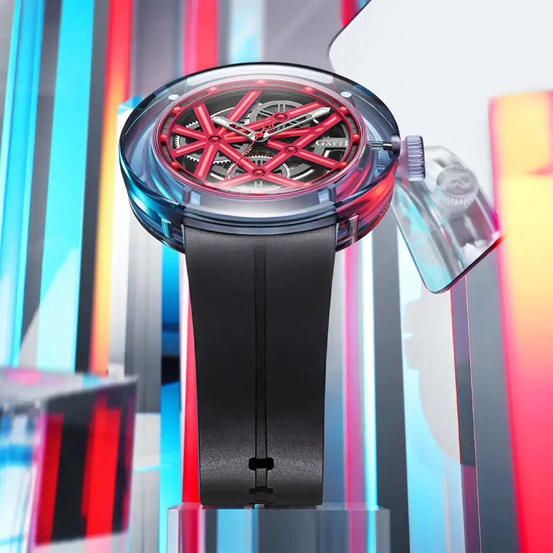 BG7702 Transparent Optical Glass Skeleton Watch