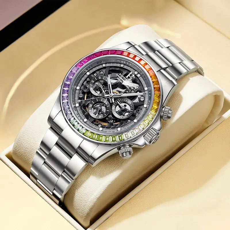 BG8018 Skeleton Automatic Multifunctional Watch