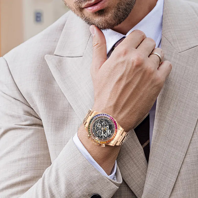 BG8018 Skeleton Automatic Multifunctional Watch