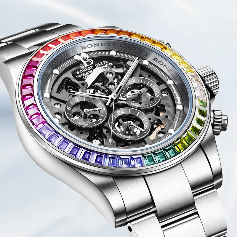 BG8018 Skeleton Automatic Multifunctional Watch