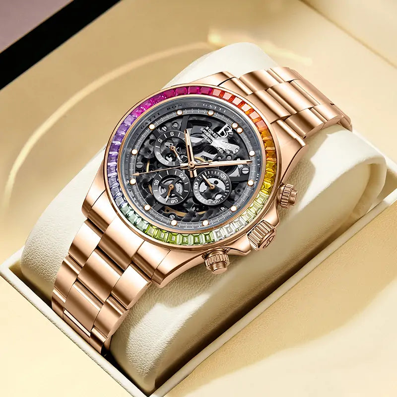 BG8018 Skeleton Automatic Multifunctional Watch
