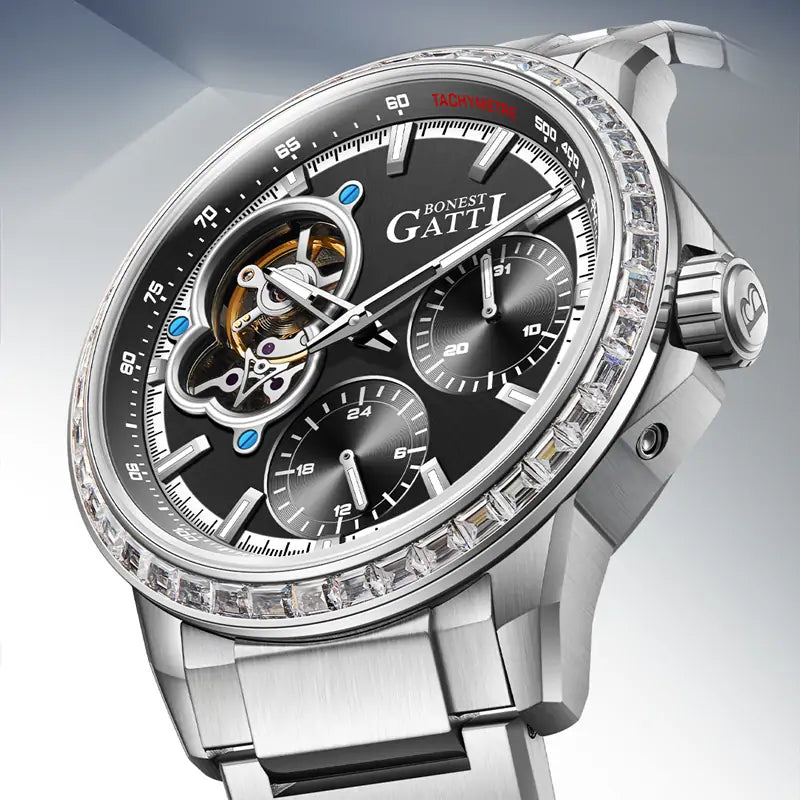 BG8802 Openwork Diamond Set Automatic Watch