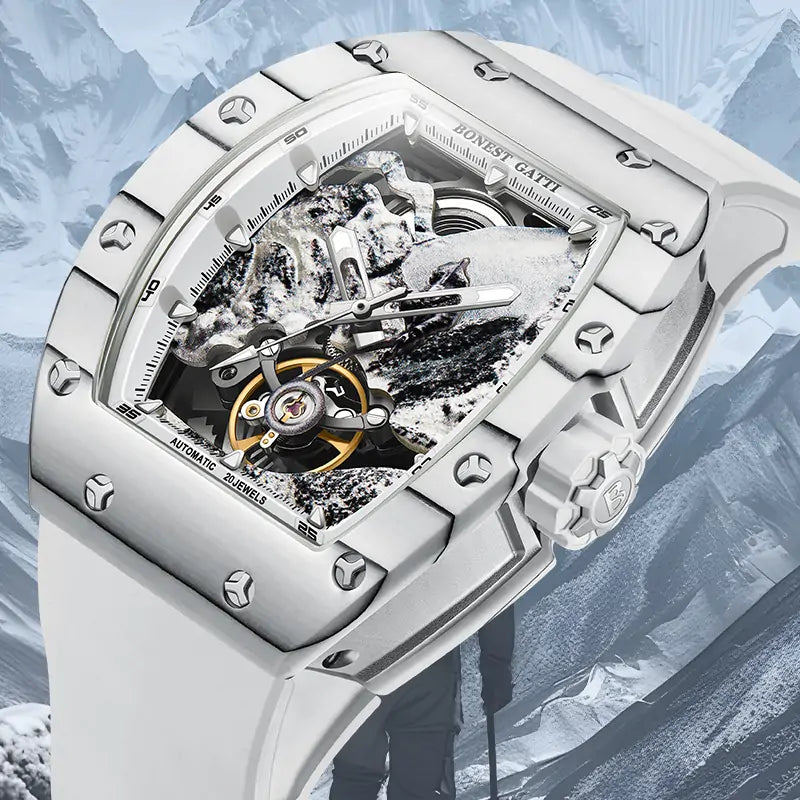 BG9002 Mountaineering Carbon Fiber Skeleton Watch