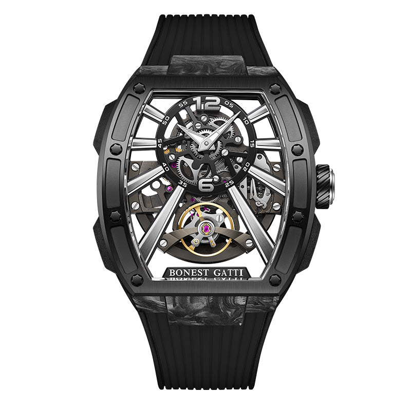 BG9005 Carbon Fiber Tonneau Skeleton Automatic Watch