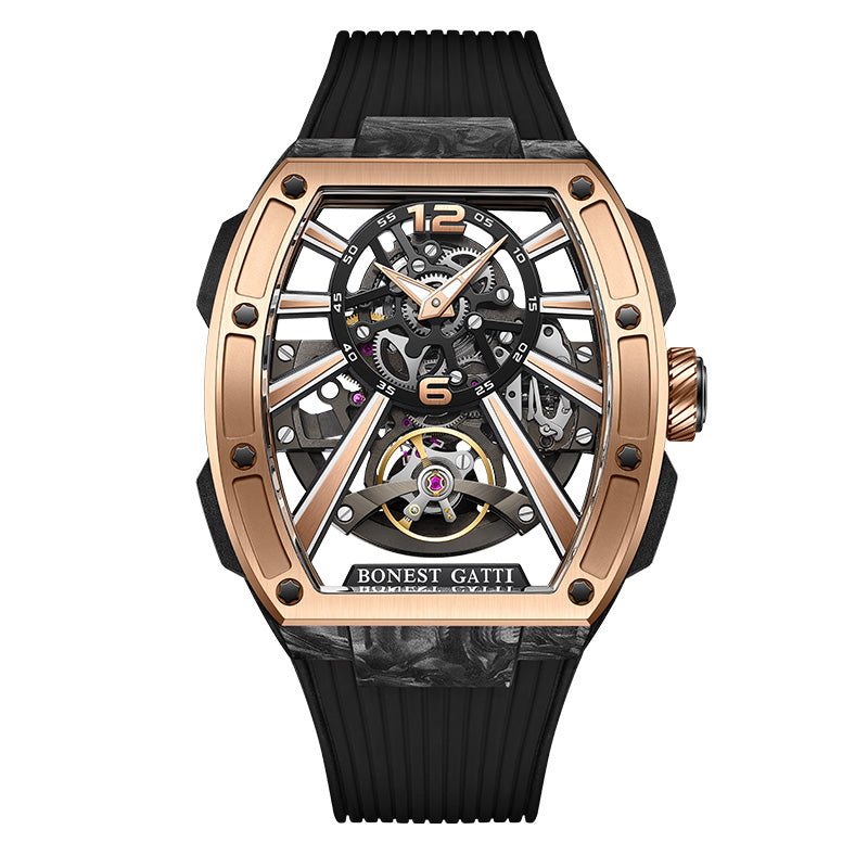 BG9005 Carbon Fiber Tonneau Skeleton Automatic Watch