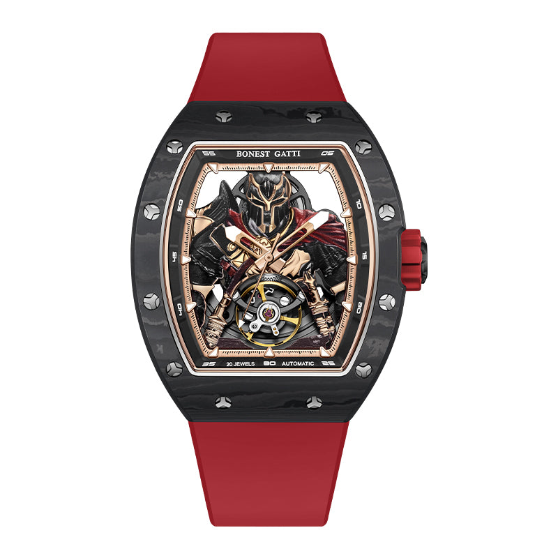BG9009 Spartan Warrior Carbon Fiber Skeleton Automatic Watch