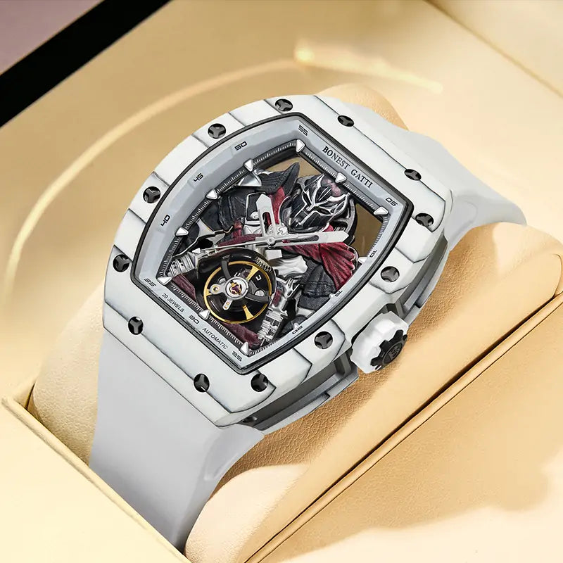 BG9009 Spartan Warrior Carbon Fiber Skeleton Watch