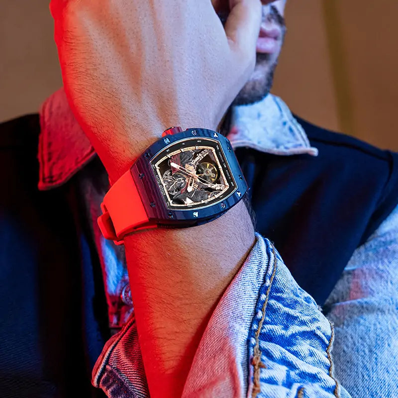 BG9009 Spartan Warrior Carbon Fiber Skeleton Automatic Watch